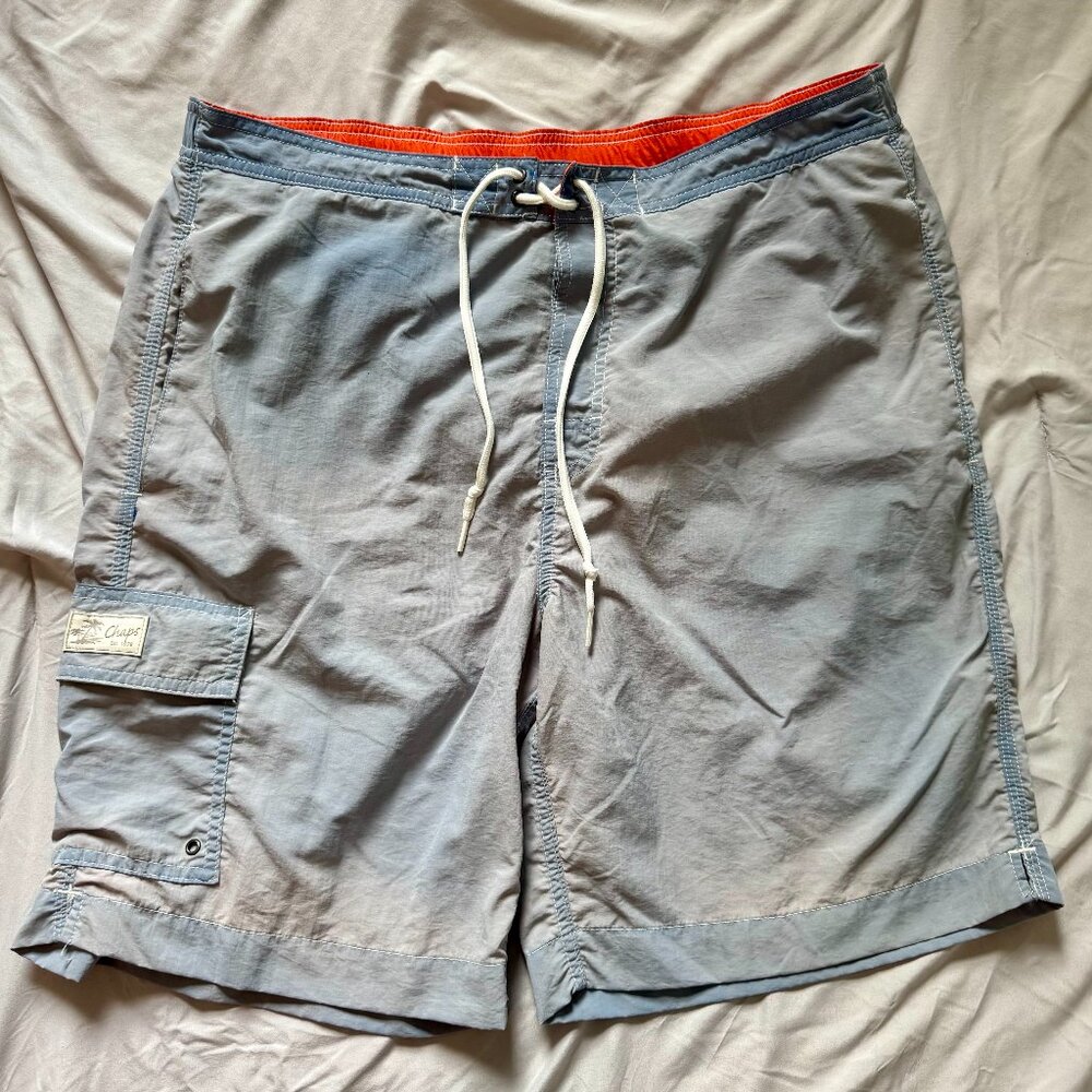 Chaps Distressed Gray/Blue Swim Trunk, Size Large